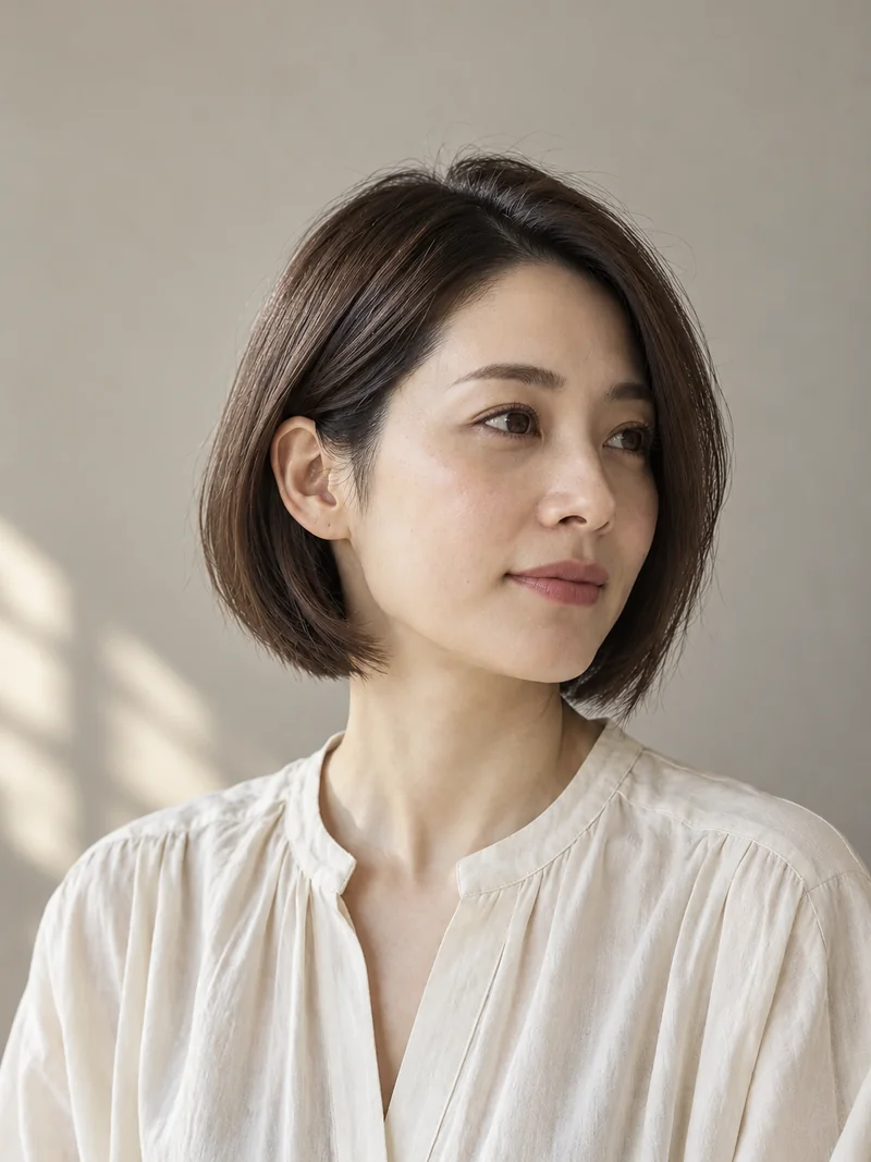 ボブ：すっと、まとまるボブ。